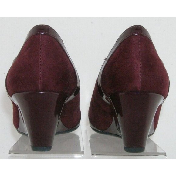 Lifestride Dreams burgundy man made almond toe slip on wedge heels 8M 38 - Picture 5 of 10
